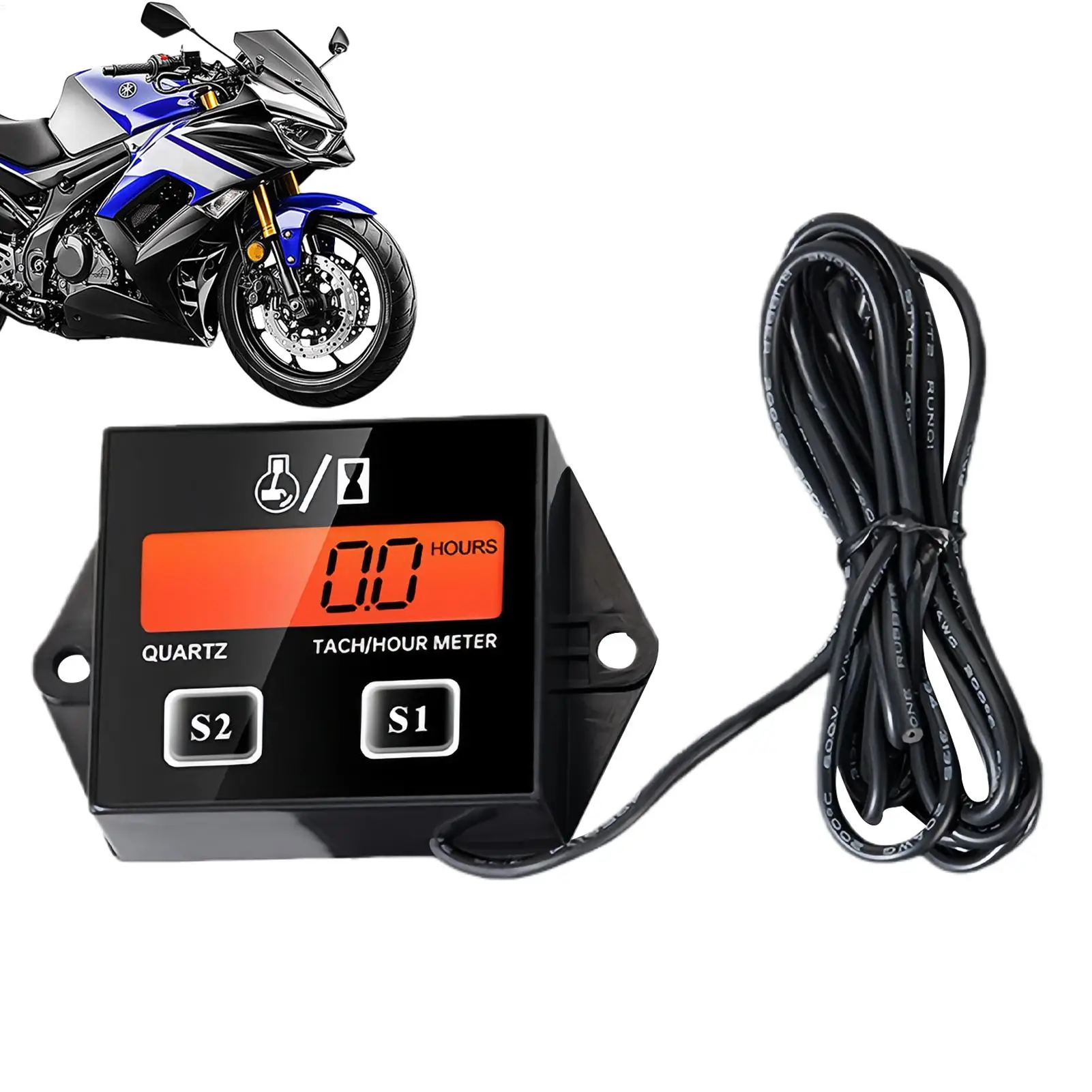 Small Engine Tachometer with Real-Time RPM Display Digital RPM Meter for Motorcycle Outdoor Power Equipment Tuning and Diagnosis