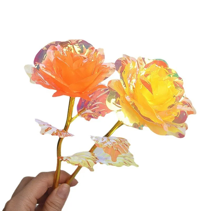 Colorful Gold Foil Flowers Macaron Color Rose Valentine\'S Day Crystal Flowers Gifts Artificial Flowers For Home Decoration