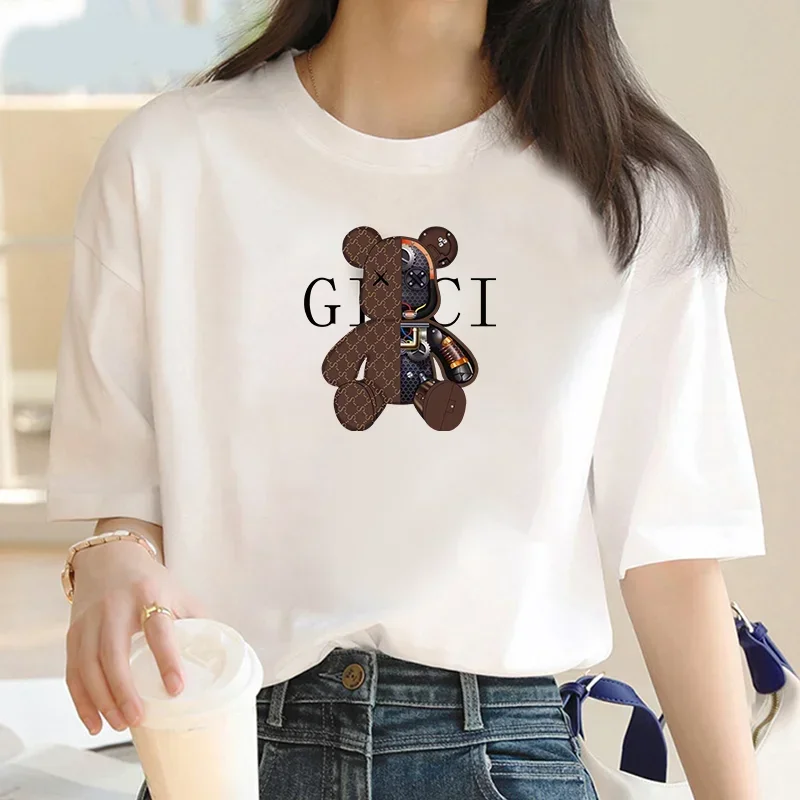 Women's cotton T-shirt 2024 New fashion T-shirt Cartoon printed T-shirt 2024 summer casual street hip hop short sleeve top