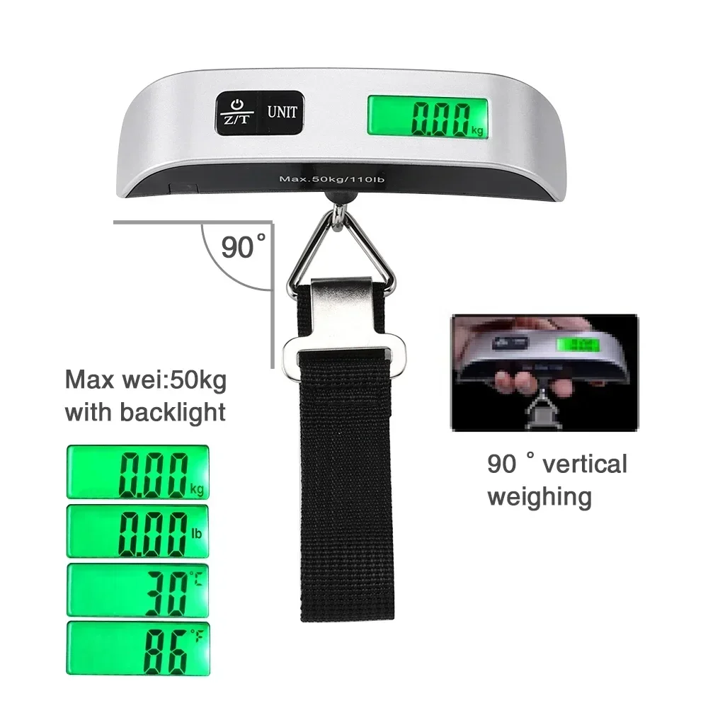 Weight Balance Bag Scale Baggage Hanging 110lb/50kg Scale Electronic Weighs Portable Digital Display Luggage Travel Suitcase