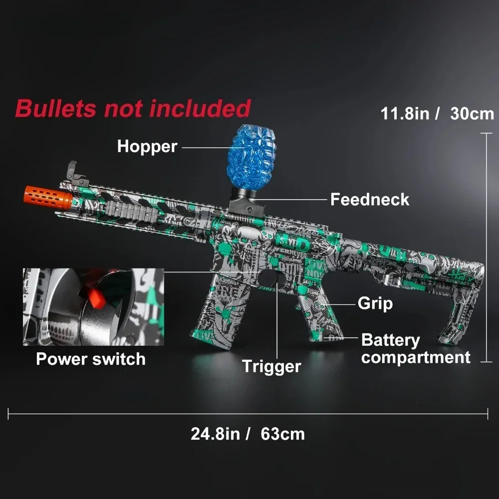 Elektryczny pistolet M416, zabawka, ładowalny, automatyczny, do strzelania na zewnątrz, gra w kulki wodne, prezent świąteczny dla dzieci.