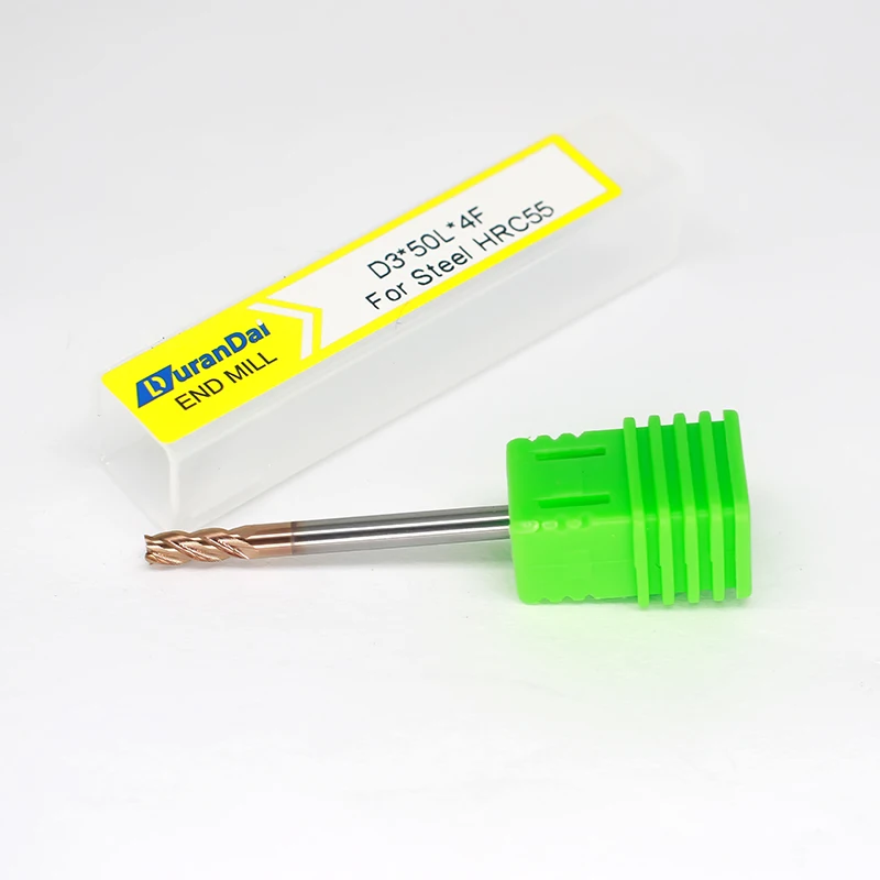 HRC55 Fresa de acero de carburo de 4 flautas Herramientas de fresado de aleación de metal duro Fresa de extremo CNC plana para acero