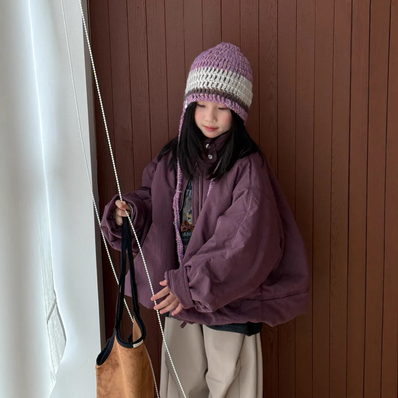 

Girls Jacket 2025 Autumn Winter Korean Edition Cotton Solid Color Stand Up Collar Zipper Stylish Versatile Jacket