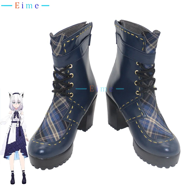 

Blue Journey Shirakami Fubuki Cosplay Shoes Vtuber Cosplay Props PU Leather Shoes Halloween Carnival Boots Custom Made