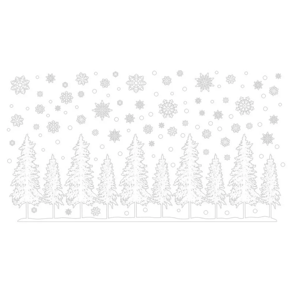 White Christmas Decals for Windows - Snowflake and Tree for static Clings PVC Material for Holiday Season Decoration
