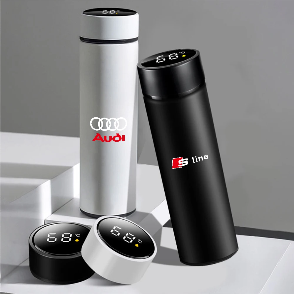 1PCS Car Thermos Cup Intelligent Stainless Steel Flask Temperature For A3 A4 A4L A5 B3 B4 B5 B6 B7 B8 RS3 Quattro C5 C6 C7 C5 C6