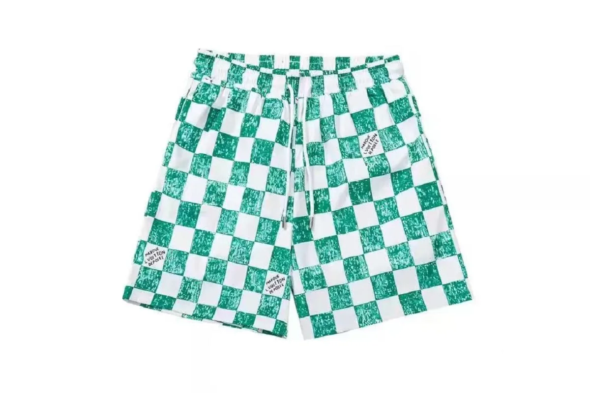 

2025 New Shorts American Checkered Mesh Basketball Shorts Men's Summer Quick Dry Sports Fitness Running Quick Dry Quarter Pants