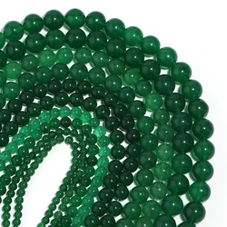 Dark Green Natural Chalcedony Stone Beads Loose Gemstone Beads DIY Bracelet Charms Handmade Jewelry Making Accessories 4-12mm