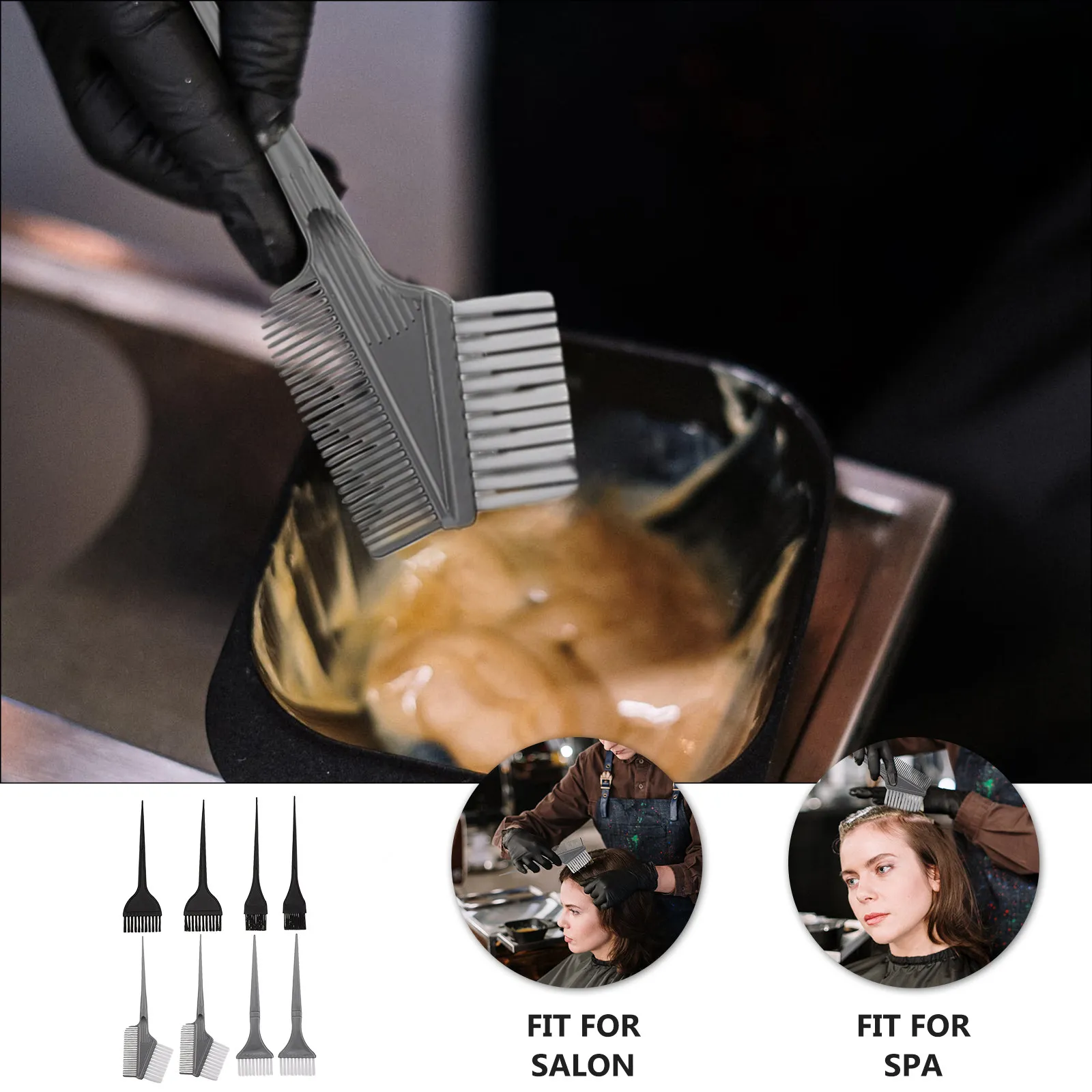 8Pcs Hair Dye Brush Set Precision Tint Applicator for At-Home Coloring Keratin Treatment Micro Braiding Foil Highlights Salon