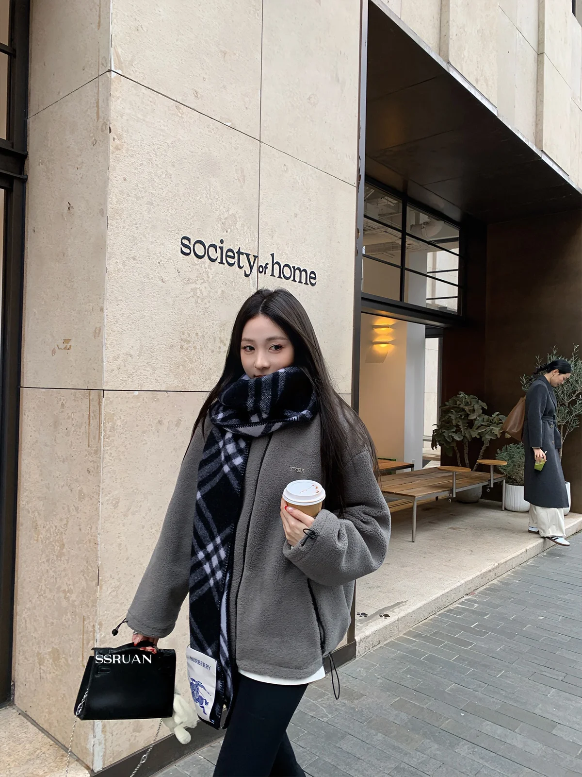 

ay Miu Series Double-Sided Fce Jaet SSRUAN Commute Sle Thiened Long Sve Zipper Closure Color Women's Coat