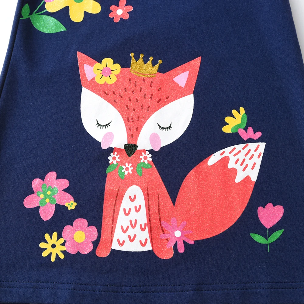 DXTON-vestido com capuz de algodão feminino, capuz infantil, roupas florais esquilo, vestido listrado infantil, roupas infantis de desenhos