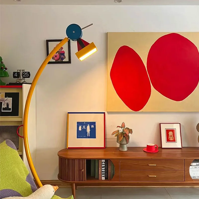 

Children's room Memphis living room floor lamp cartoon design bedroom fishing lamp colorful style geometric ambient desk lamp