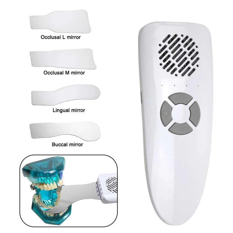 

GREATLH Dental Intraoral Photo Reflector Stainless Steel Anti-fog Mirror Adjustable Airflow Speed Light Brightness Dental Tool