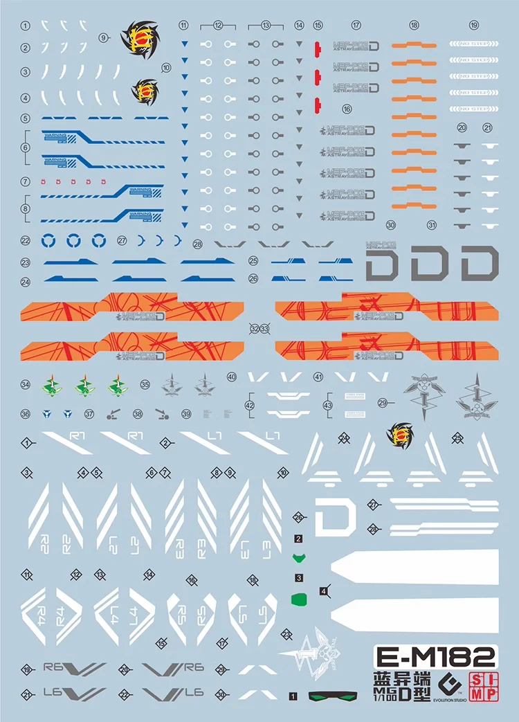EVO Decal MG182 High Precision Waterslide Decal For MG 1/100 Astray Blue Frame D Hobby Model DIY Marking Accessories view 2