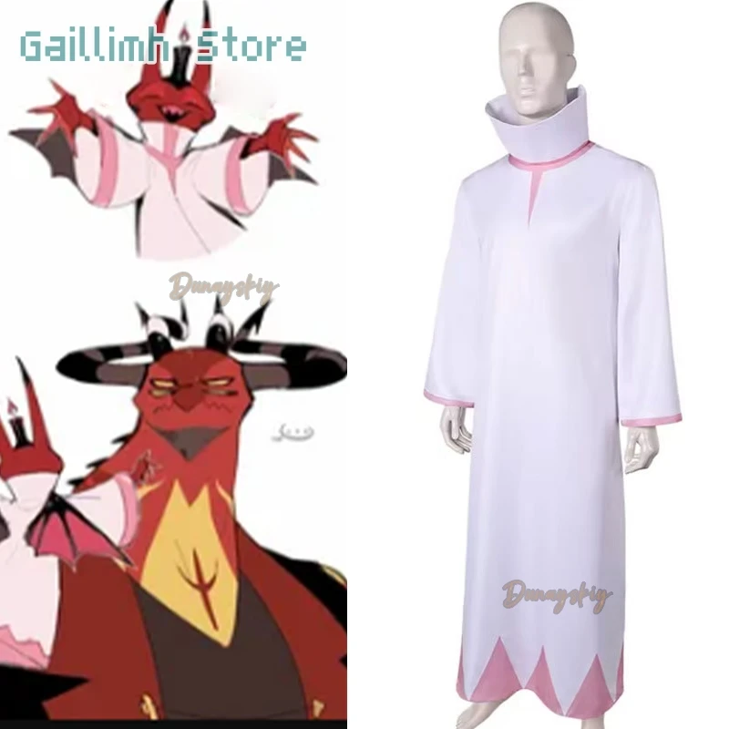 

Cartoon Helluva Cosplay Boss Yoki Roleplay Costume Bat Sleeve Caftan Uniform Satin Robe Unisex Outfit Anime Party Role-play Suit