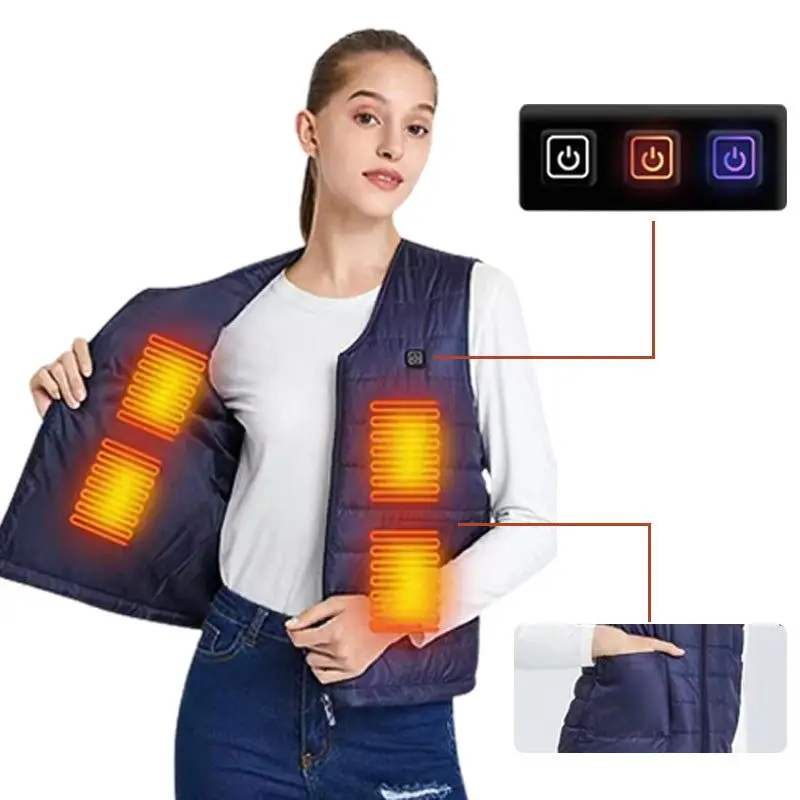 Colete Isolado com Aquecimento Elétrico para Homens e Mulheres, Bodywarmer Aquecido, 10 Áreas, USB Inner Heat