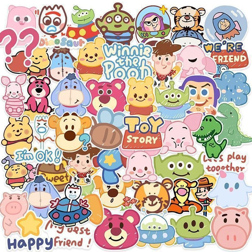 10/30/66PCS Disney Cartoon Animation Toy Story Sticker Cute‌Lotso Alien Graffiti DIY Phone Case Diary Waterproof Decal Kids Toy