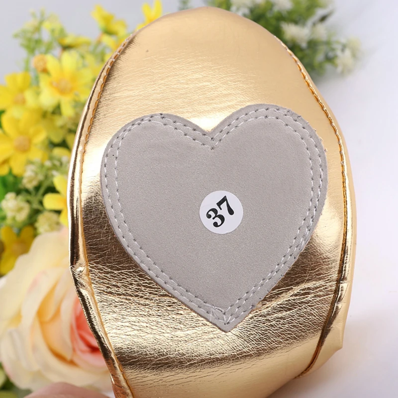 USHINE EU27-41 golden leather yoga slippers teacher gym indoor exercise belly ballet dance shoes children kids girls woman