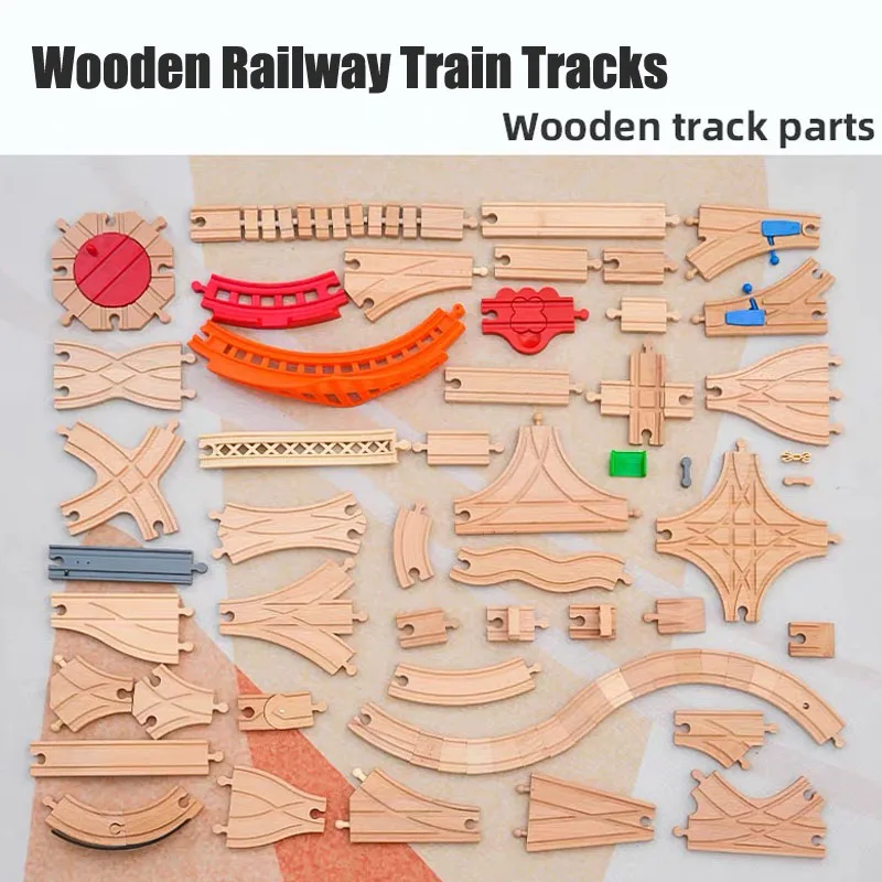 2/4pcs All Kinds Wooden Railway Track Accessories Wooden Train Tracks Curve Slope Turnable Fit for Brand Wooden Tracks Toys