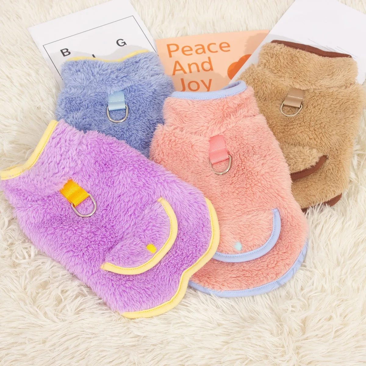 

Warm Dog Clothes Pet autumn and Winter Clothes Double-Sided Long Pile Teddy Sweatshirt High-necked Pullover
