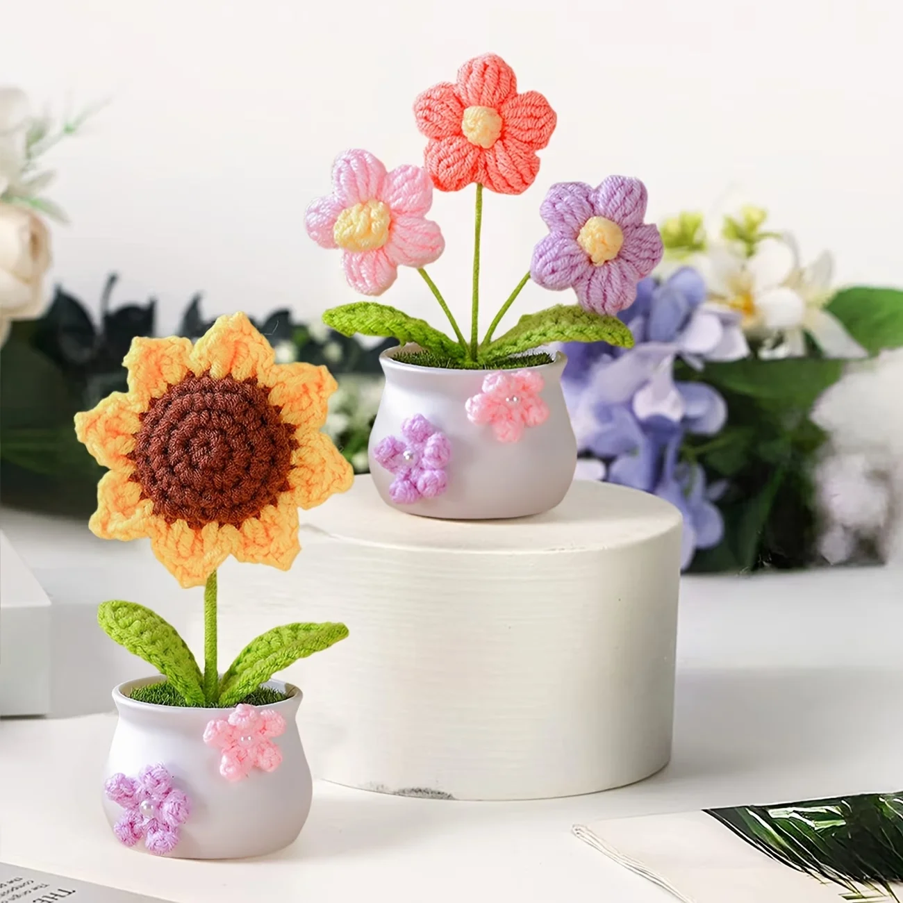 1 Stück fertige kleine Topfpflanzen, handgewebte Büroschreibtische, Autoschmuck, Geburtstagsgeschenke, Abschlussgeschenke