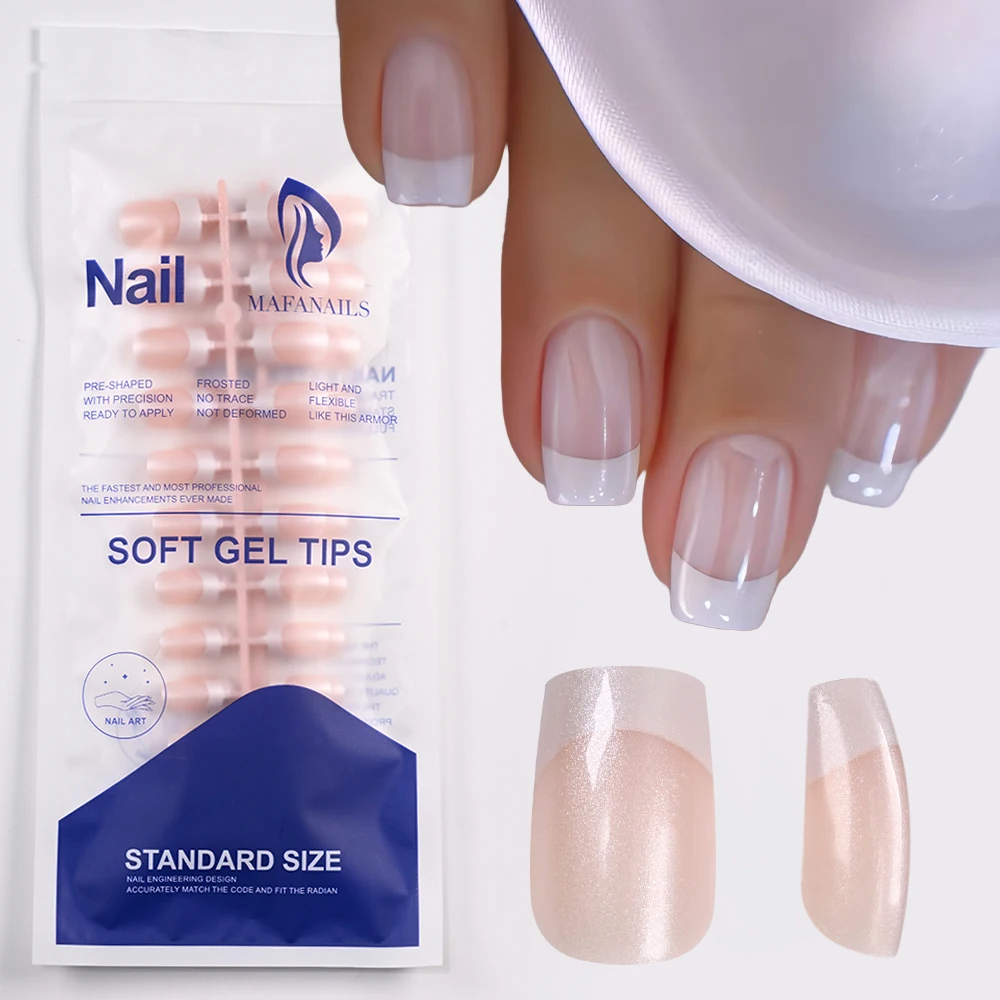 120 قطعة لامعة بيرليسسينت الفرنسية الأظافر وهمية 12 أحجام قصيرة مربع اضغط على الأظافر بسيطة Ins انفصال غطاء كامل أظافر صناعية نصائح #6