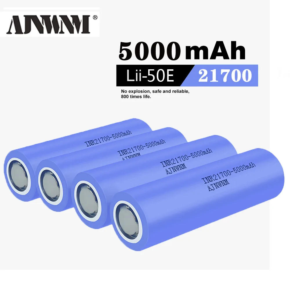 

AJNWNM Lii-50E 3.7V 21700 Battery for Flashlight, 5000mAh, 3.6V Continues Discharge, Built-in Short Circuit Protection