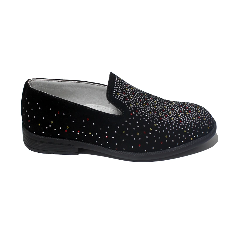 New Comfy Boys Party Shoes Litter And Big Boys Vintage Velvet Rhinestone Designer Loafers Slip On Shinny Shoe Tuxedo Dress Shoes