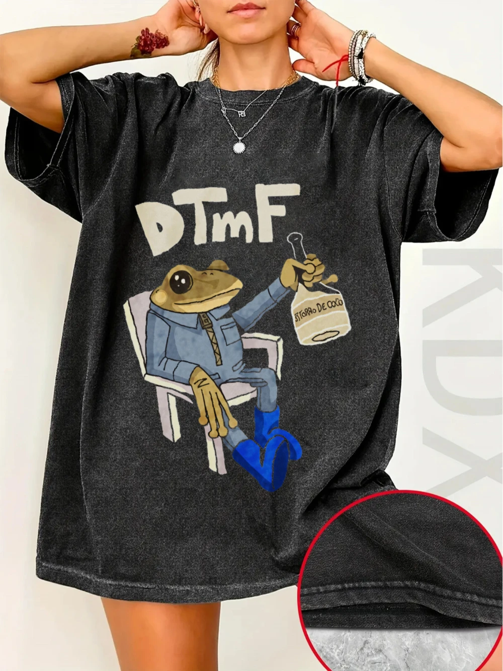 Lustiges Frosch-Grafik-T-Shirt für Herren und Damen, Retro-Hip-Hop-Streetwear-T-Shirt, DTMF-Frosch-Design, weiches, atmungsaktives Kurzarm-Sommer-Top