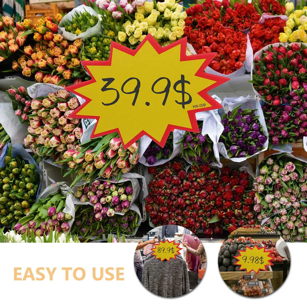 

300 шт. ярких ценников для супермаркетов, не требующих инструментов, для розничных магазинов, распродаж в гаражах, демонстрации фруктов и овощей