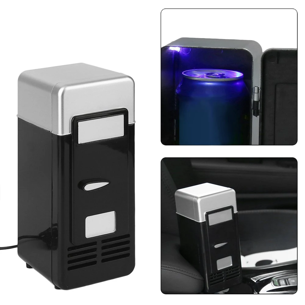 5V Car USB Electric Refrigerator Portable LED Mini USB Refrigerator for Bedroom Desktop Room Desk Car Portable Cooler Warmer