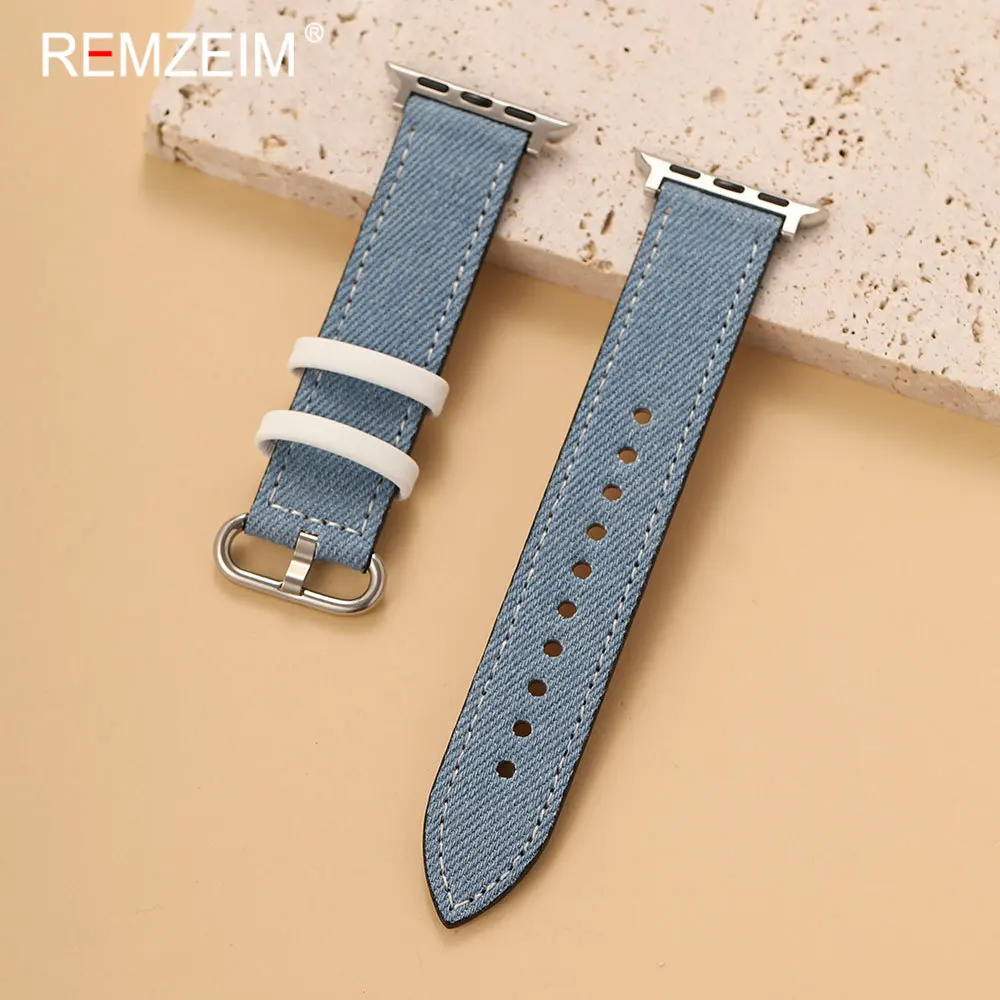 Bequemes Denim-Canvas-Armband für Damen und Herren für Apple Watch Series 1-11 Ultra SE 38-49mm, Ersatz-Uhrenarmband für iWatch