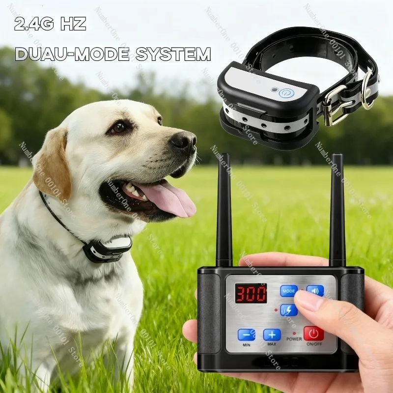 Smart Pet Wireless Electronic Fence 2 in 1 Remote Dog Training Collar 300m Control Range Adjustable Receiver Collar Rechargeable