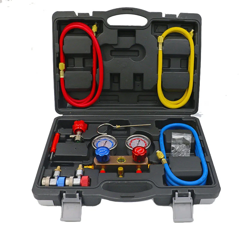 New Tool Car Air Conditioner Fluoride Set Universal Quick Release Refrigerant Pressure Double Gauge Repair Refrigeration Tools