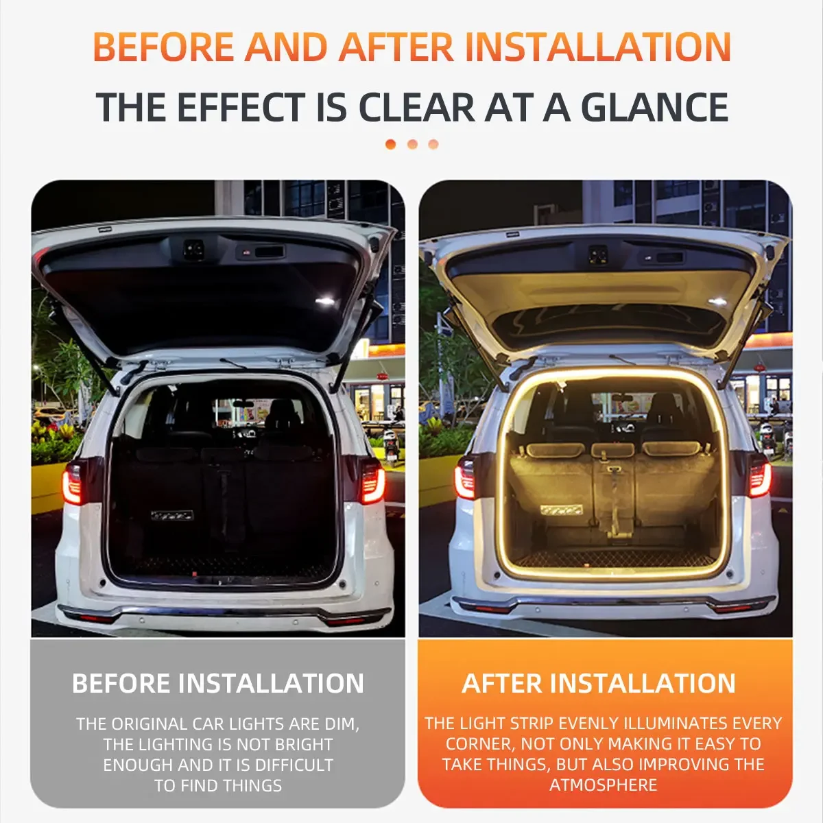 Automatic Led Trunk Light 4M Automatic Sensor Car Trunk Light Strip with Dynamic Flowing Illumination for Universal Fit Easy 12V