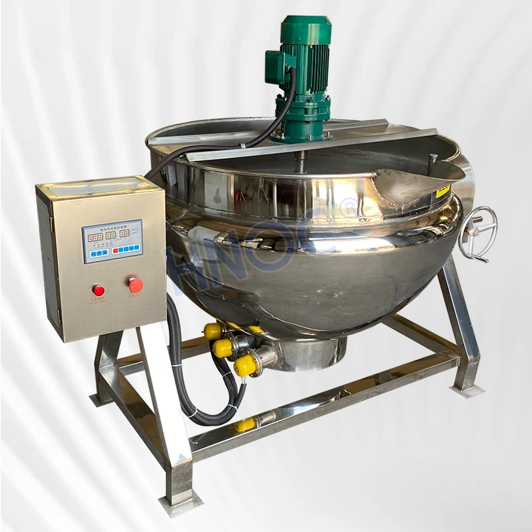 Large 100l 300l 500l 1000l Electric Steam Gas Cook Pot Double Jacketed Mix Kettle With Agitator