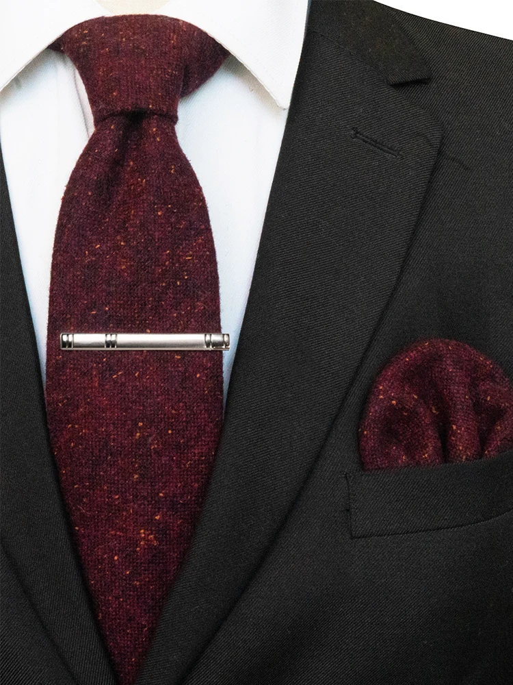 Set Dasi Wol Pria Berkualitas Tinggi Katun Solid Buatan Tangan Dasi dan Saputangan untuk Pernikahan Bisnis Pesta Jas Kemeja Hadiah Aksesori