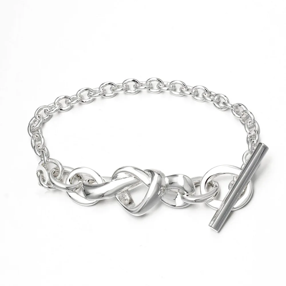 Hot selling 925 silver women's bracelet with heart T-shaped buckle and adjustable logo bracelet, fashionable DIY jewelry gift - view 5