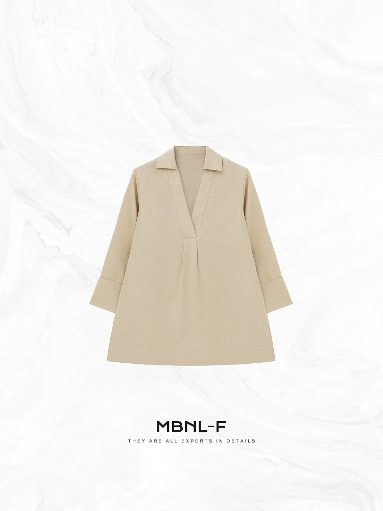 

Женская футболка MBNLF Relaxing Holiday из 100% льна с свободным воротником и принтом «Морской орел», комфортная, дышащая, летняя, модная