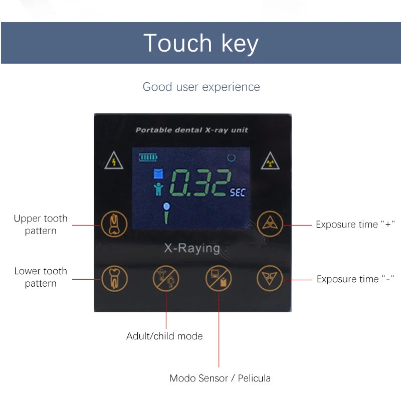 Mesin sinar X gigi portabel 60KV HD, perlengkapan gigi layar sentuh radiasi rendah Unit XRay gigi sistem pencitraan sinar X
