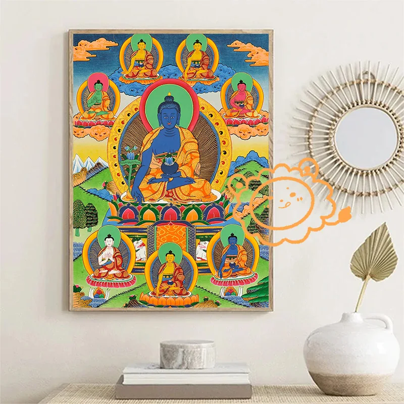 ملصقات طباعة قماش بوذي ، زخرفة فنية لجدار بوديساتفا بودا ، رسم لغرفة المنزل #3