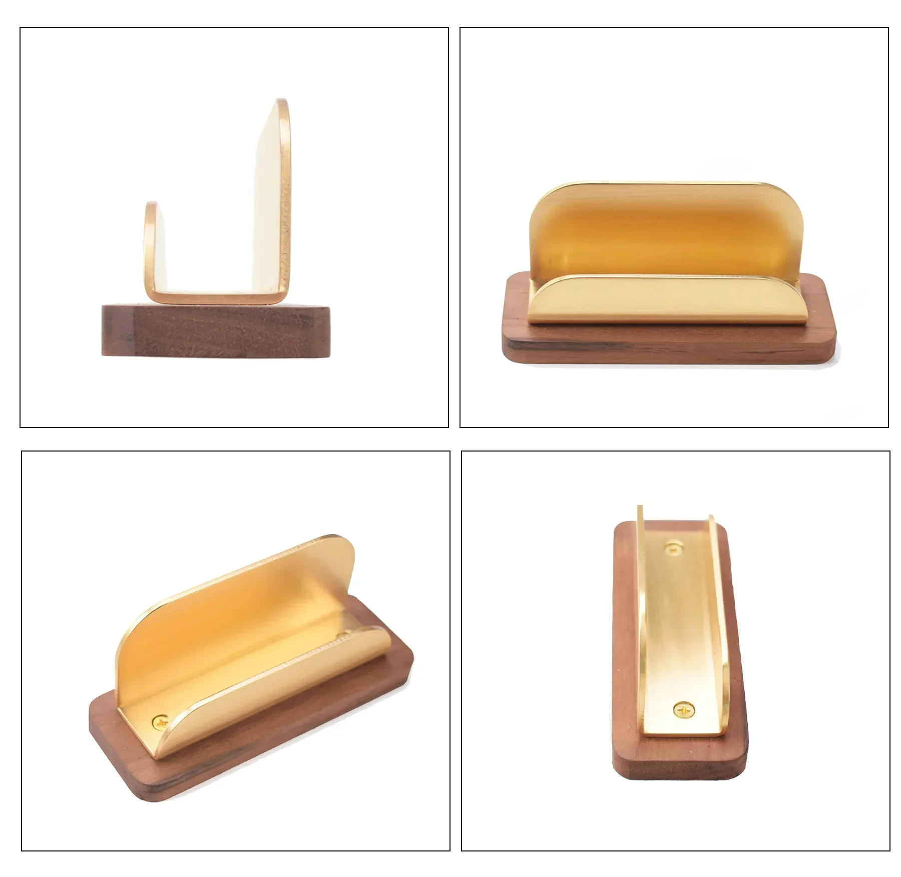 DurableBrass Creative Large-Capacity Business Card Box Front Desk Wooden High-End High-End Desktop Table Card Holder
