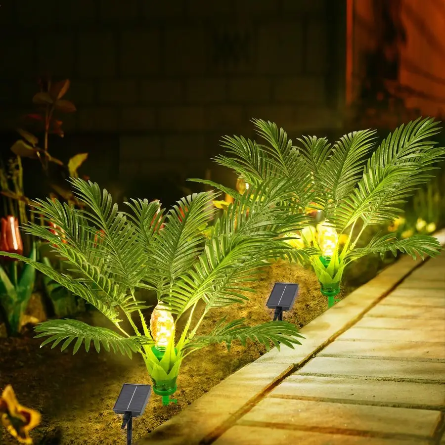 Pack de plantas artificiales al aire libre con luz solar 25 árboles de Navidad preiluminados con luz de camino de púas con 8 modos de iluminación para Navidad