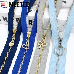 5Pcs Meetee 3# 15-30cm Metal Zippers Bags Closed End Auto Lock Zipper for Clothes Repair Kit DIY Sewing Material Accessories
