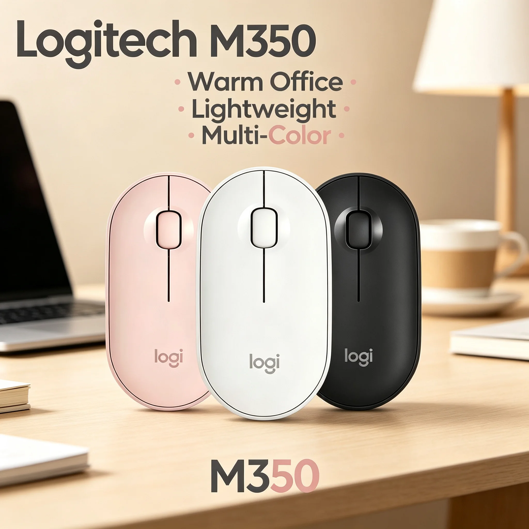 Logitech M350 Pebble Wireless Mouse Silent Click Slim Ergonomic Mice For Office Home Use