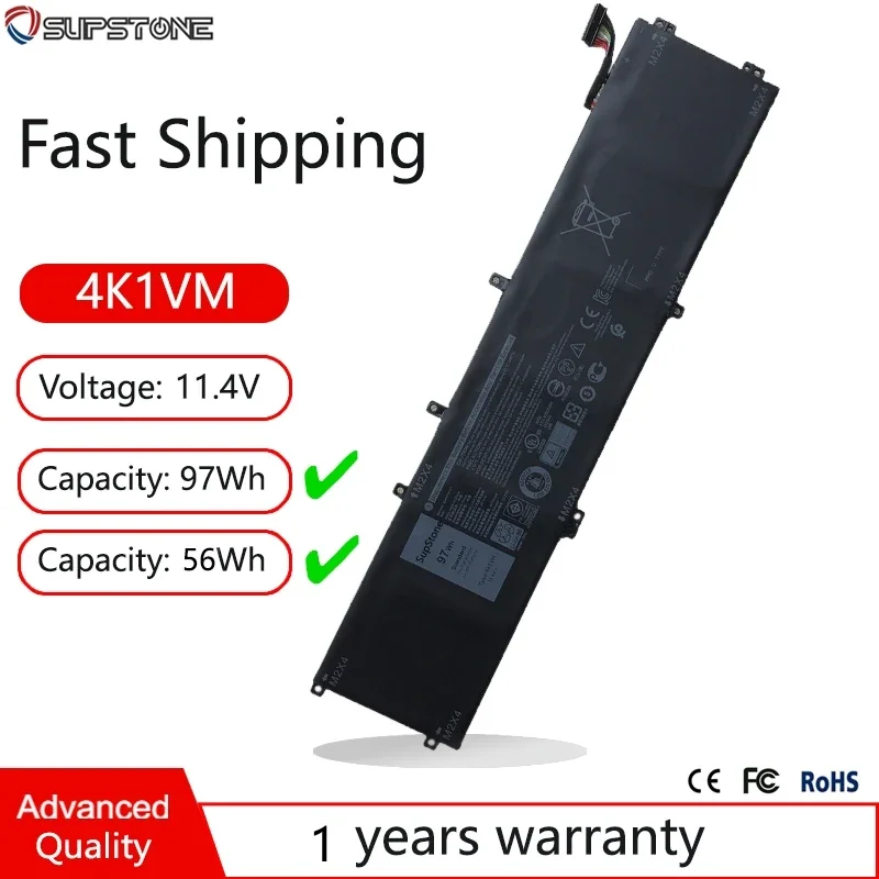 New 4K1VM V0GMT 0W62W6 XYCW0 Laptop Battery For Dell G7 17 7700 P46E001 P46E 0NCC3D