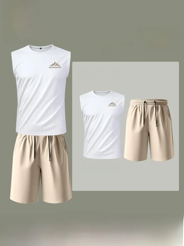 

Мужской спортивный костюм Jeanswest: легкий летний дышащий комплект из двух предметов из ледяного шелка, удобный, из смесового полиэстера