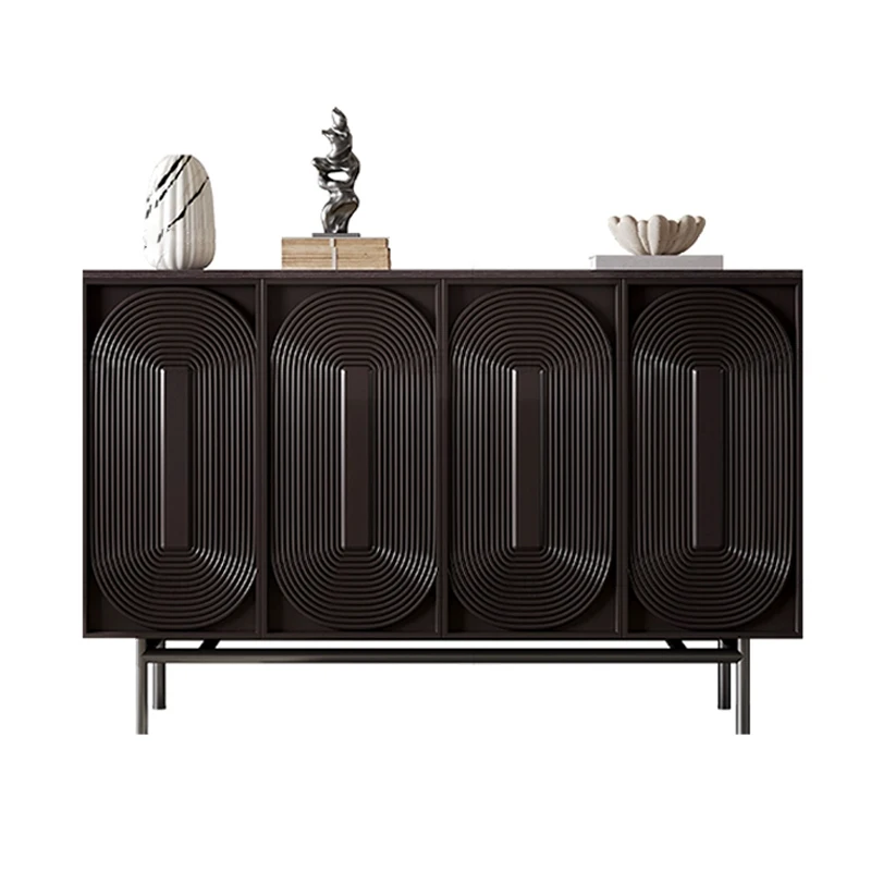 

//Nordic Dining Room Black Sideboard Cabinet Solid Wood Storage Cabinet Sideboard Buffet Modern Living Room Kitchen Side Cabinet