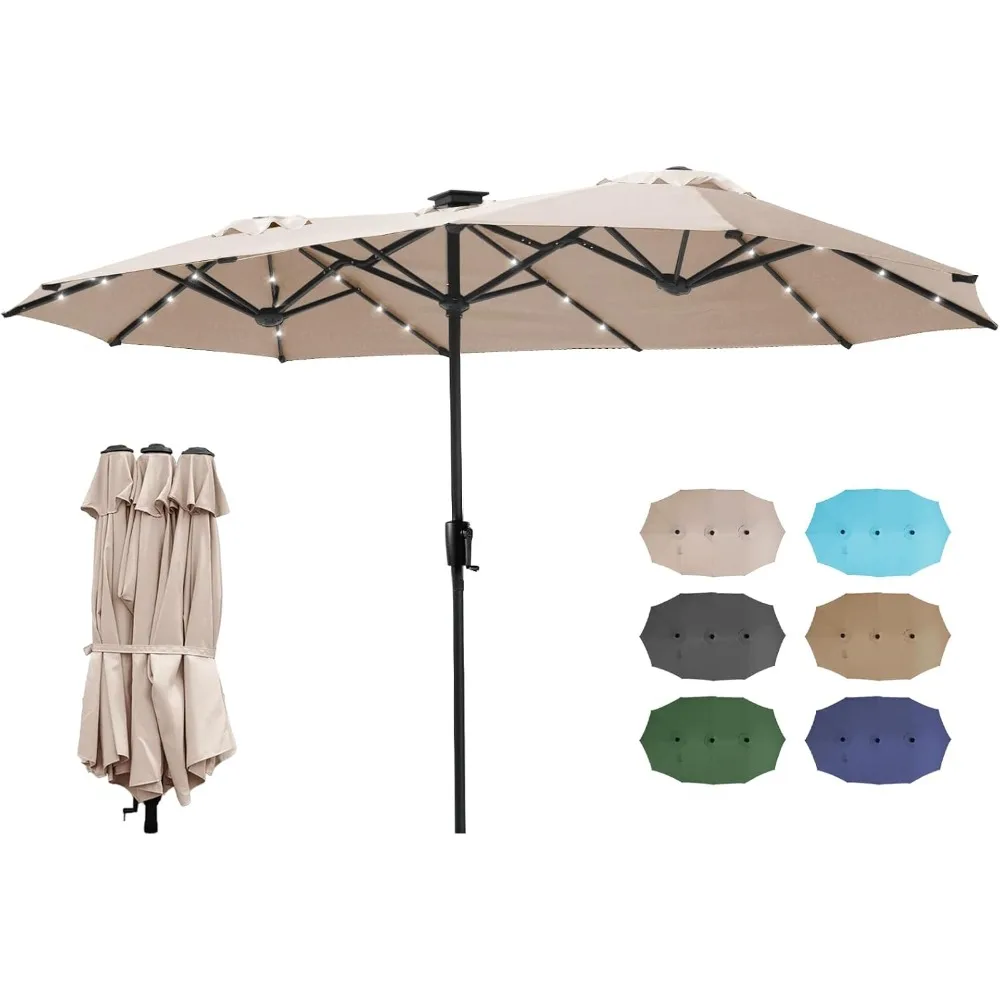 

13ft Patio Umbrella with 36 LED Solar Lights Double Sided Outdoor Umbrella for Patio Table Umbrella with Solar lights for Garden