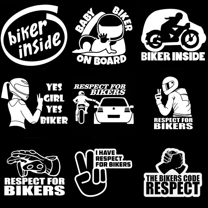 

Interesting Biker Inside Car Stickers KK Vinyl Respect for Bikers Sticker and Auto Door Handle PVC Vinyl Decals Accessories